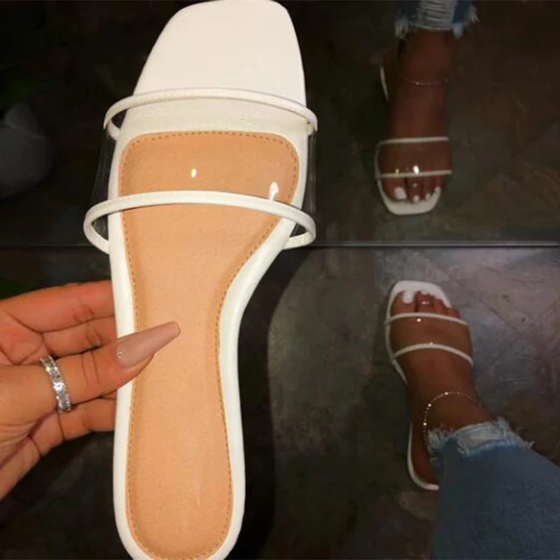 

Женские тапочки на плоской подошве; Женская летняя обувь; Женские прозрачные Шлепанцы из ПВХ размера плюс с открытым носком; Повседневная п...