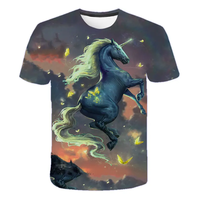 

Unicorn T-shirt Boys and Girls T-shirt Cartoon T-shirt Children 3D Printing Short Sleeve Unisex Streetwear Top