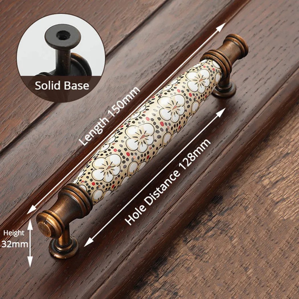 

Single Hole Handles For Cabinet Antique Bronze Ceramic Vintage Drawer Wardrobe Door Handle Tiradores Para Armarios Y Cajones