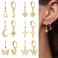 exquisite geometric cross butterfly pendant earrings fashion temperament star moon eardrop jewelry girlfriend bridesmaid gifts