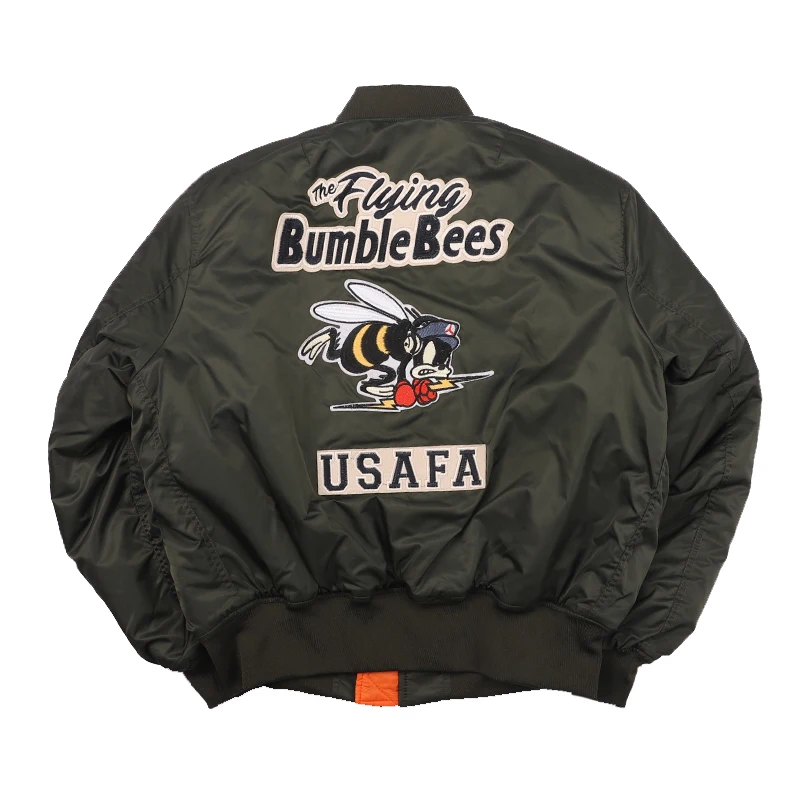 2021 USAFA WW2 Flying Bumble Bees Patch Embroidered Bomber Jacket Men Air Force Pilot Flight Winter Coat Warm Padded Outwear | Мужская