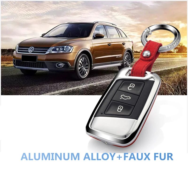 

Suede Leather Zinc Alloy Car Key Case Cover For VW 2016 2017 Passat B8 Skoda Superb A7 CC 2010-2015 Wear Resistant Key Shell