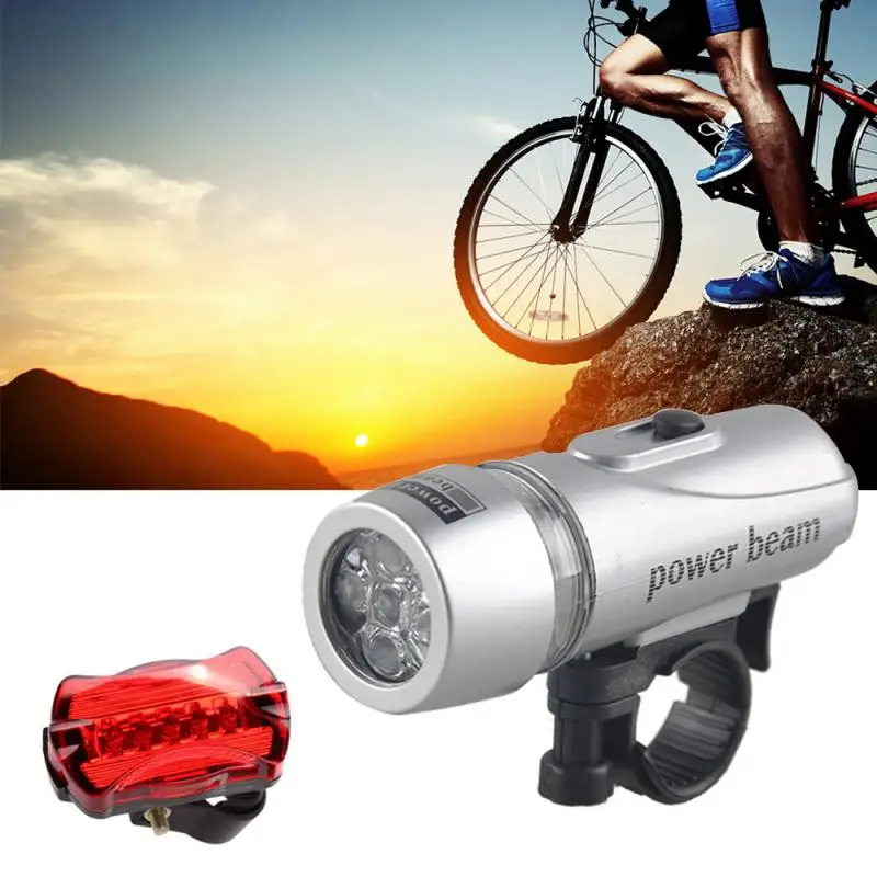 

5LEDs Bicycle Headlight With Taillight Waterproof Mountain Bike Front And Butterfly Rear Lamps Suit Cycling Safety Warning Lamps