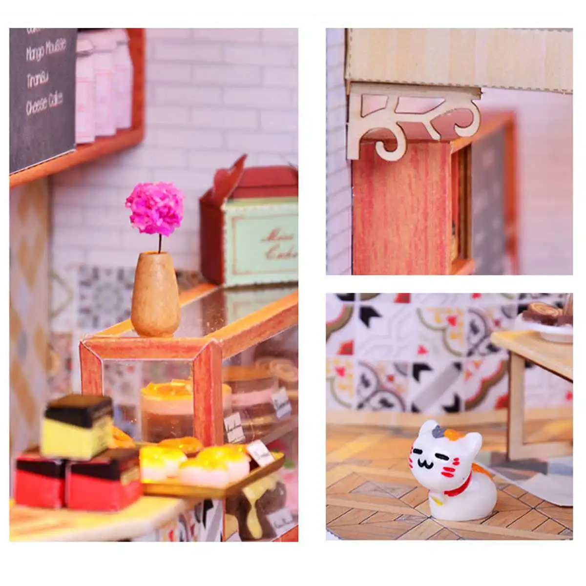 

Wooden Miniature Doll House Miss Cake DIY Handmade Dollhouse Room Box Educational Toys Europe Coffee Shop Girl Christmas Gift