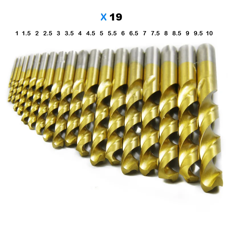 

19pcs Hss M35 Cobalt Drill Bit Set For Stainless Steel Metal Wood Titanium Coated With Storage Box Power Tools Accessories
