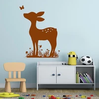 animal wall decal cute fawn deer nursery for baby room kids girls bedroom decor vinyl stickers butterfly mural art decoration