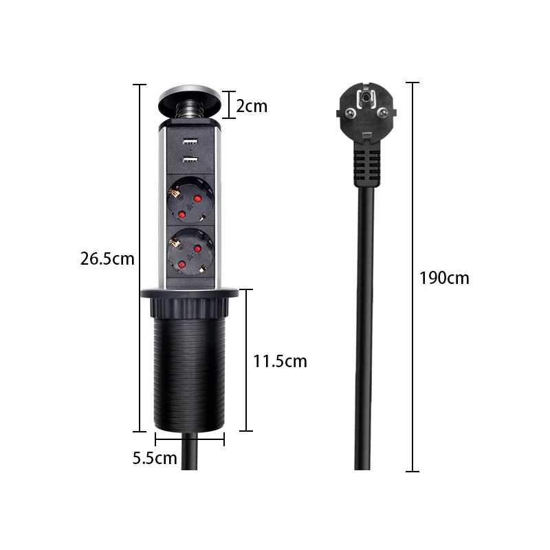 Розетка электрическая KEKA с 2 розетками европейского стандарта кухонная