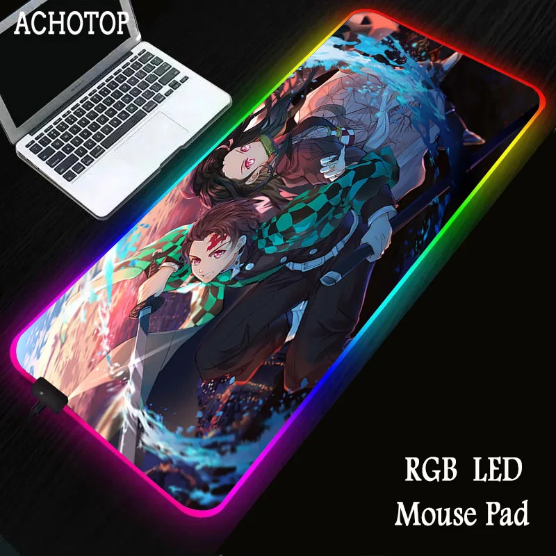 

Anime Demon Slayer Kimetsu No Yaiba RGB LED Large Mouse Pad USB Wired Lighting Gaming Mousepad Keyboard Colorful Mat