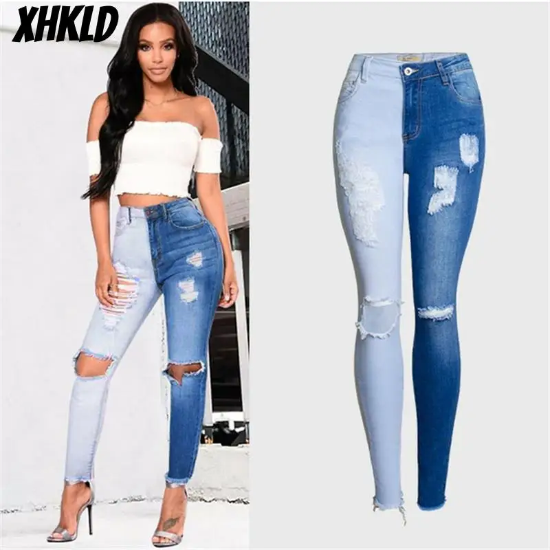 Модная уличная одежда 2018 новые ультраэластичные рваные джинсы с бахромой