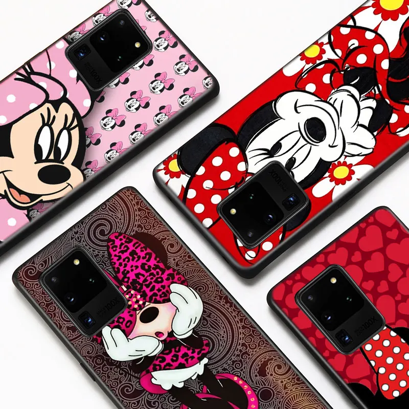 

Disney Minnie Mouse Cute Black Phone Case For Samsung Galaxy A72 A52 A42 A32 Lite A22 A13 A12 5G A03S A02S A02 Soft Cover