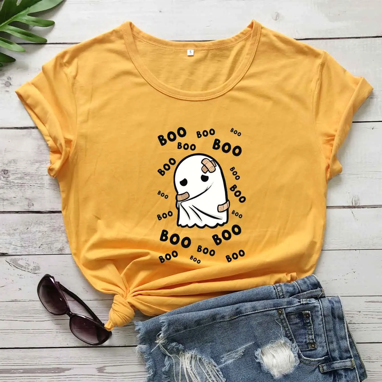 

Забавная женская футболка BOO BOOS с рисунком на Хэллоуин, модная забавная Милая ужасная футболка из чистого хлопка, праздничные подарочные фу...