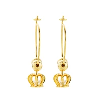 24k gold color crown earrings for women simple temperament 2021 new korean fashion elegant exquisite bride wedding jewelry
