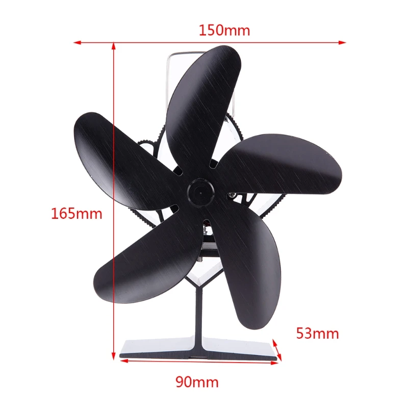 

5 Blade Heat Powered Stove Fireplace Fan Fuel Saving Silent Ecofan for Wood Log