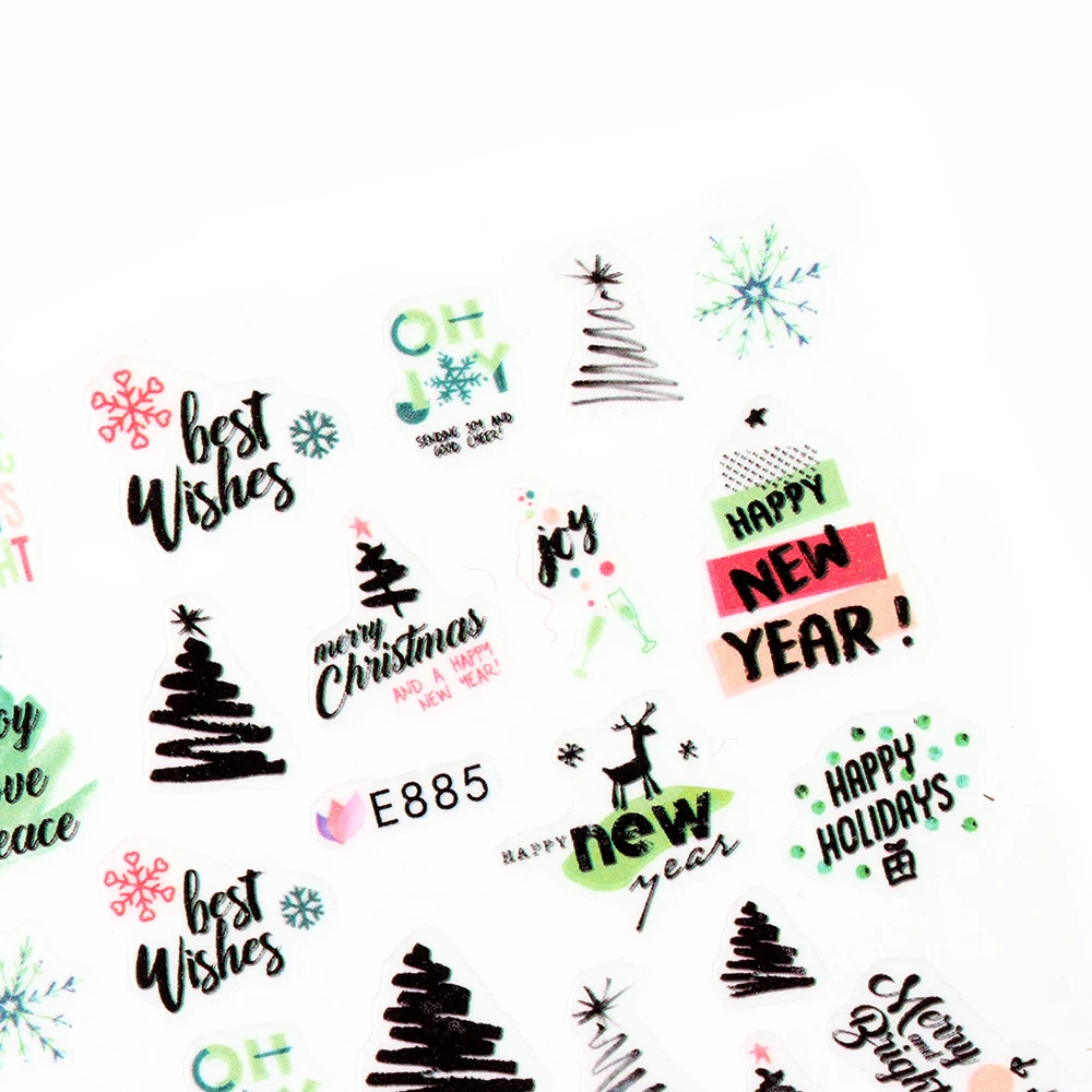 1 лист 3D переводные наклейки для ногтей с рождественским дизайном в виде снежинок