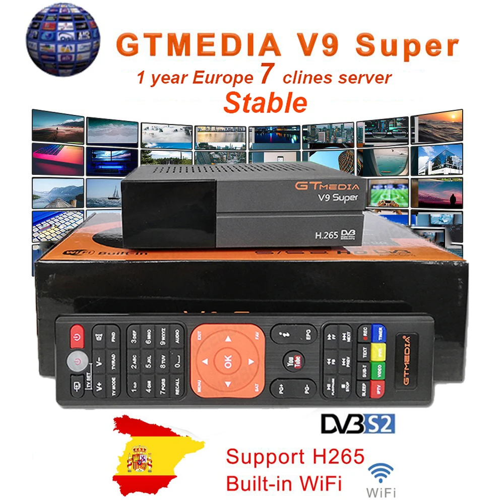 GTmedia V9 Супер цифровой ТВ спутниковый ресивер Встроенный wifi Поддержка DVB S2 H.265 DRE &
