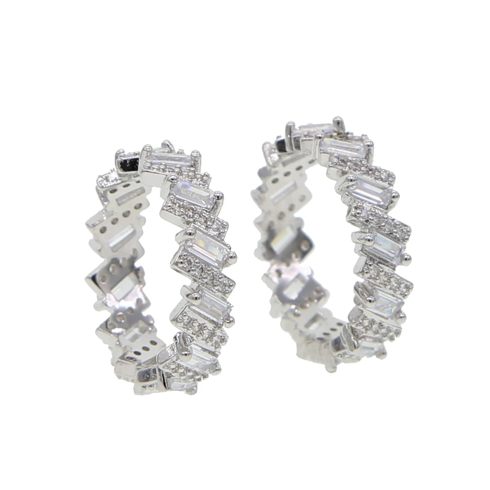 Белый золотой цвет крошечная полоса обручальное кольцо для женщин сверкающий