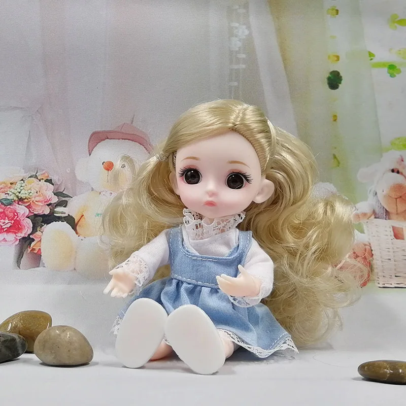 Кукла шарнирная с большими 3D глазами 13 подвижных шарниров 16 см милая Модная для