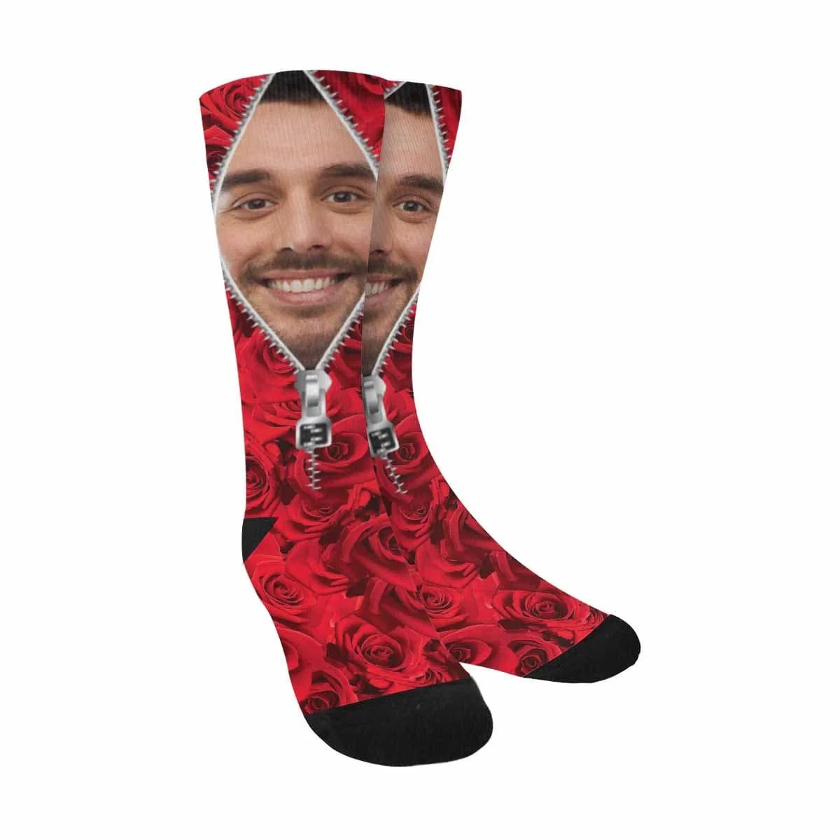 

Custom Face Roses Zipper Sublimated Crew Socks