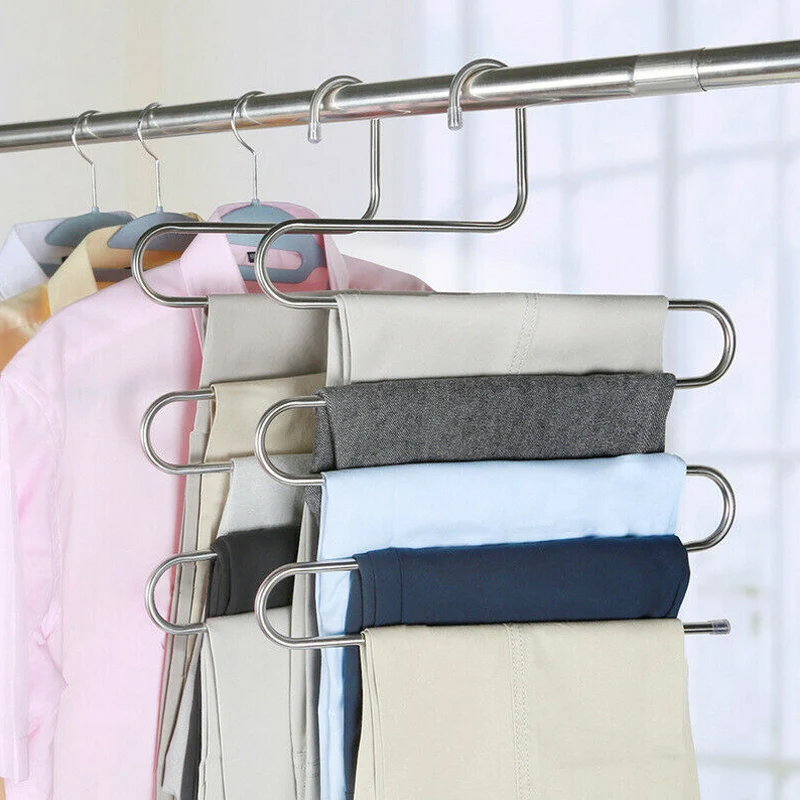 Multi Layers Pants Hangers S-Shape Closet Storage Space Saving for Trousers Home Room MJJ88 | Дом и сад