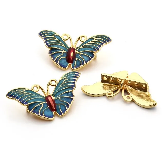 

20pcs/lot butterfly blue big hole Metal Alloy Pendant Flat Beads Buddha For DIY bracelet Jewelry Making