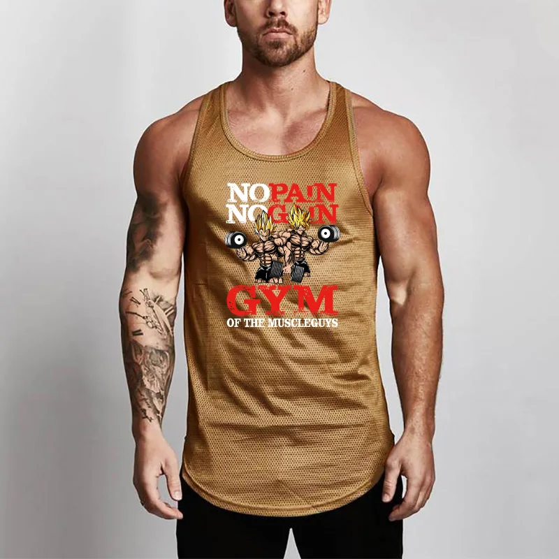 

New Brand Fashion Mesh Sleeveless Shirts Tank Top Men Fitness Mens Clothing Bodybuilding Workout Gym Vest Men Fitness Singlet