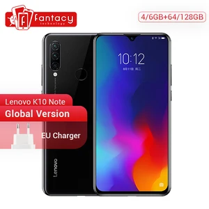 Глобальная версия Lenovo K10 Примечание 64 Гб 128 Snapdragon 710 Octa, четыре ядра, смартфон с функцией отпечатков пальцев (6,3 дюймовым экраном Тройная камера с функцией быстрой зарядки