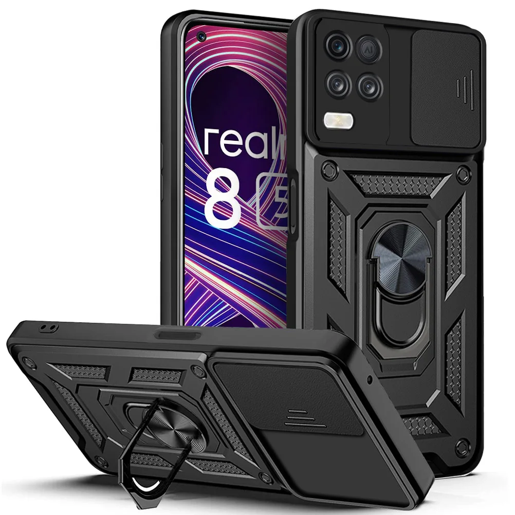 

Ring Case for Realme 8 Slide Camera Protector on Hard Armor Shockproof Cover For Realme8 Pro 8i 4G 5G