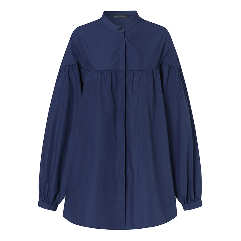 

ZANZEA Women Fashion Long Puff Sleeve Blouse Autumn Solid Shirt Elegant OL Work Blusas Femininas Loose Tops Chemise Plus Size