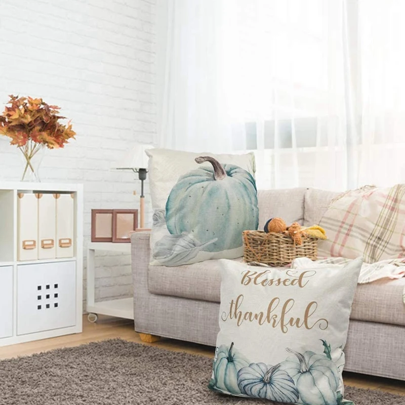

Fall Pillow Covers Autumn Decorations Pumpkin Farmhouse Throw Pillowcase Fall Decor Grateful Thanksgiving Cushion Cover