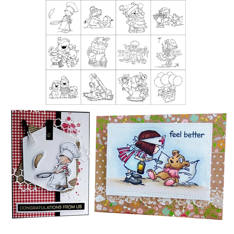 CH Зимний снег сцена силиконовый штамп трафарет с тиснением для скрапбукинга