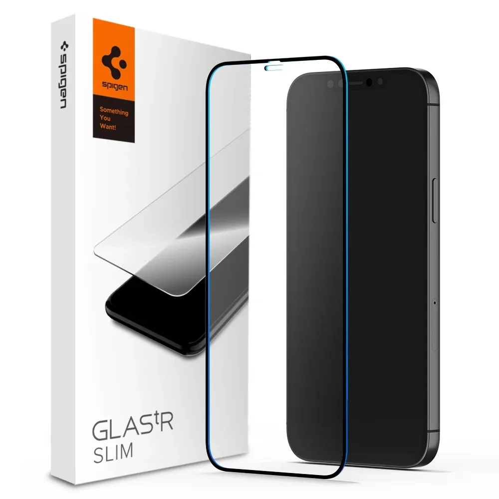 

Spigen для iPhone 12 Pro Max mini Glas.tR тонкое полное покрытие прозрачное закаленное стекло твердость 9H черная граница защита экрана