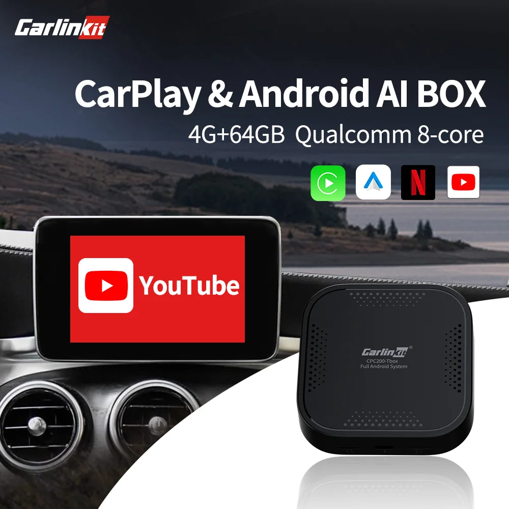 Carlinkit Carplay Mini Android Box беспроводной Ai Автомобильный мультимедийный плеер 4 + 64G Аудио