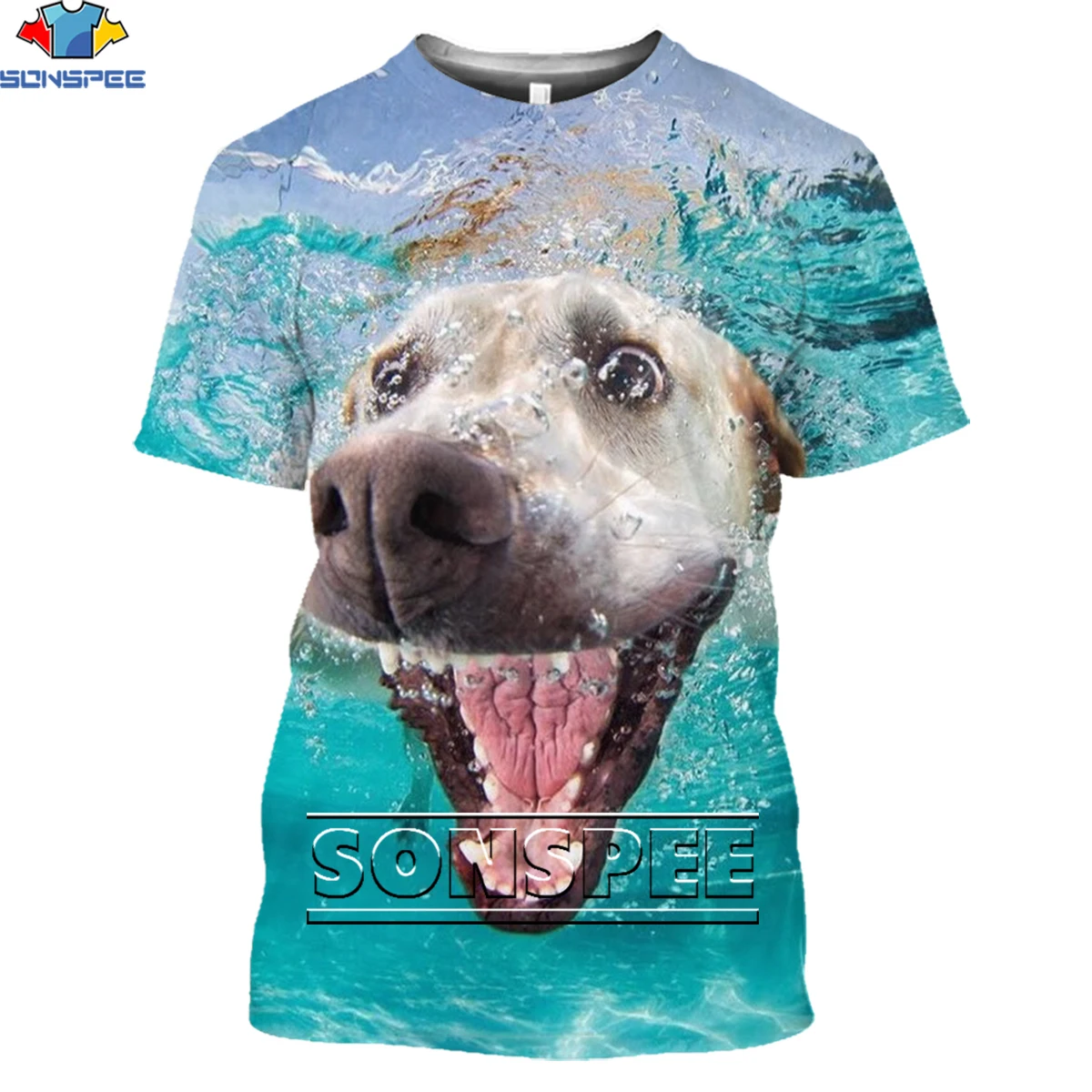 

Футболка SONSPEE с забавными животными для мужчин и женщин, модная рубашка с объемным рисунком семьи собак для плавания, топ с коротким рукавом ...