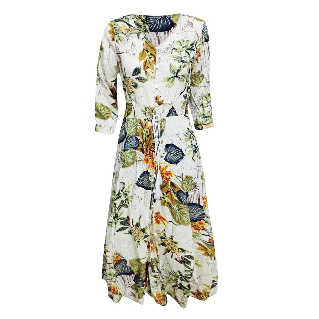 Женское платье 2019 повседневный летний свободный сарафан с длинным рукавом