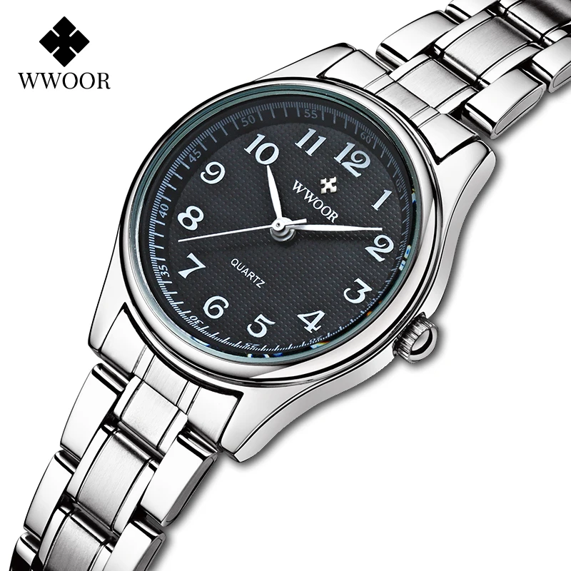 

WWOOR New Designer Watch For Women Fashion Arabic Small Bracelet Ladies Dress Wristwatches Silver Steel Montre Femme Reloj Mujer