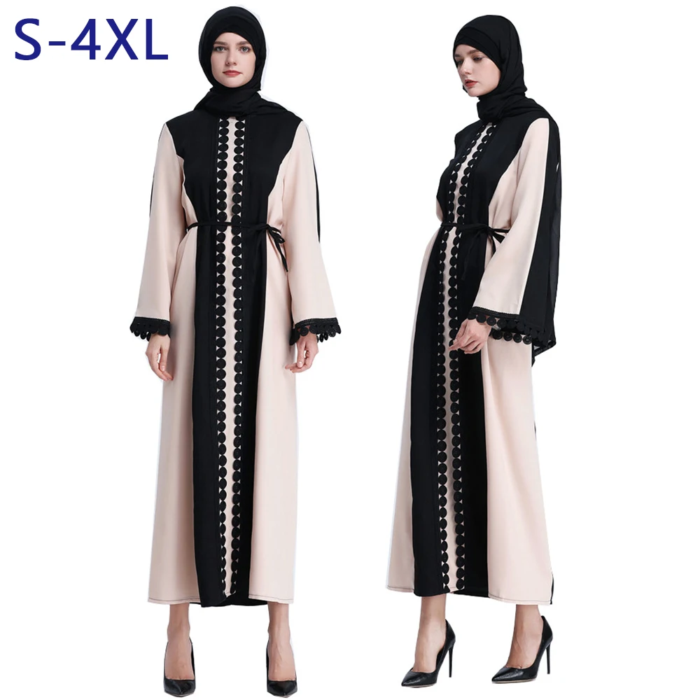 Женское мусульманское платье хиджаб Абайи размера плюс кружевное макси в