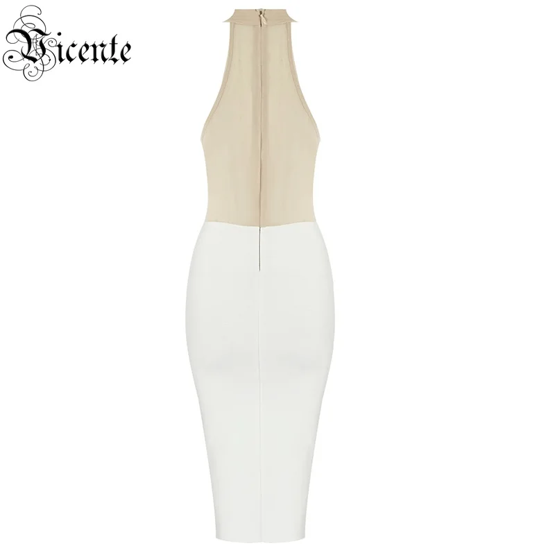 Женское Сетчатое платье без рукавов со стразами и круглым вырезом праздничное