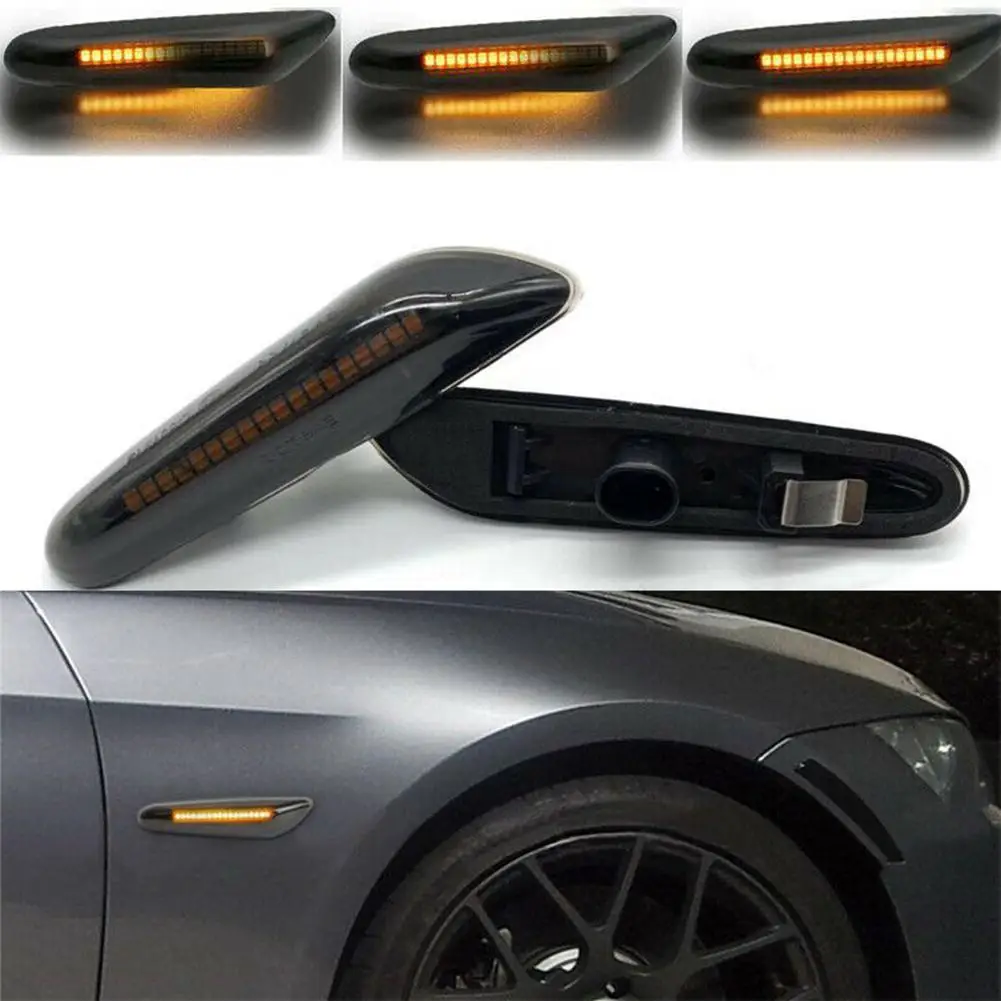 2Pcs Flashing Car Turn Signal Lights Lateral Side Marker Lamps LED Strobe Indicator Amber 12V For BMW E90 E91 E92 E60 E87 E46 | Автомобили