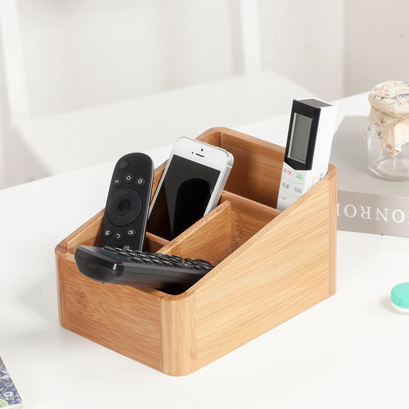 

Бамбуковые настольные аксессуары, органайзер для макияжа, органайзер для телевизора с пультом дистанционного управления, подставка-держат...