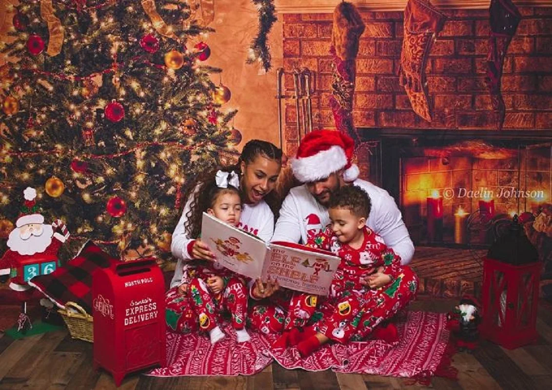 Виниловый фон для фотосъемки с изображением чулок и рождественской елки - купить