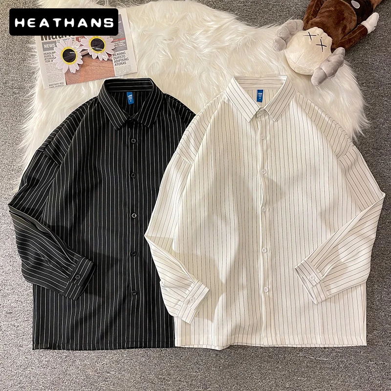 Рубашка мужская с длинным рукавом корейский стиль повседневная винтажная