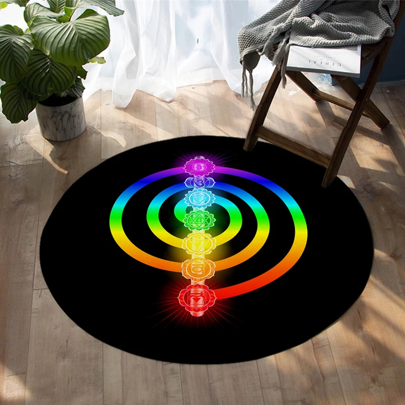 

Color Buddhism Round Carpet Living Room Zen Rug Bedroom Decoration Floor Mat Living Room Decoration Carpet Bathroom Floor Mat