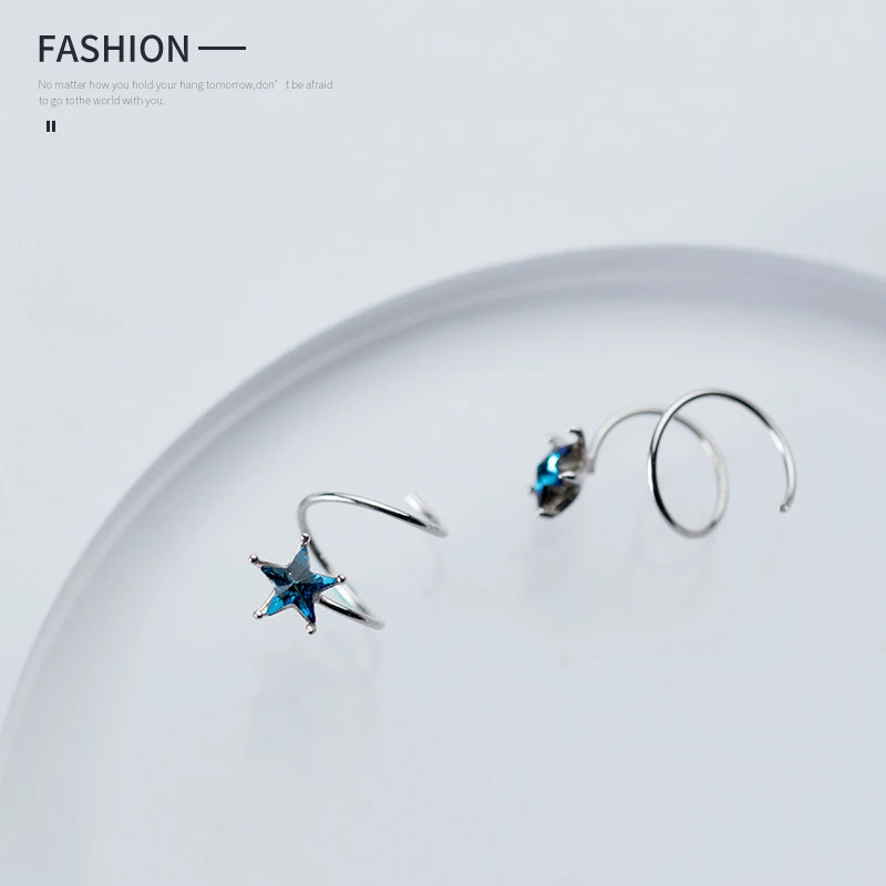 Colusiwei синего цвета с украшением в виде кристаллов Клипсы Серьги кольца для женщин