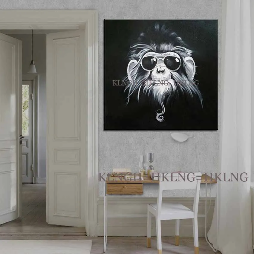 

Decorative Art Handmade Monkey Oil Painting On Canvas Living Room Home Decor Wall Paintings Thinking Orangutan Animal Pictures