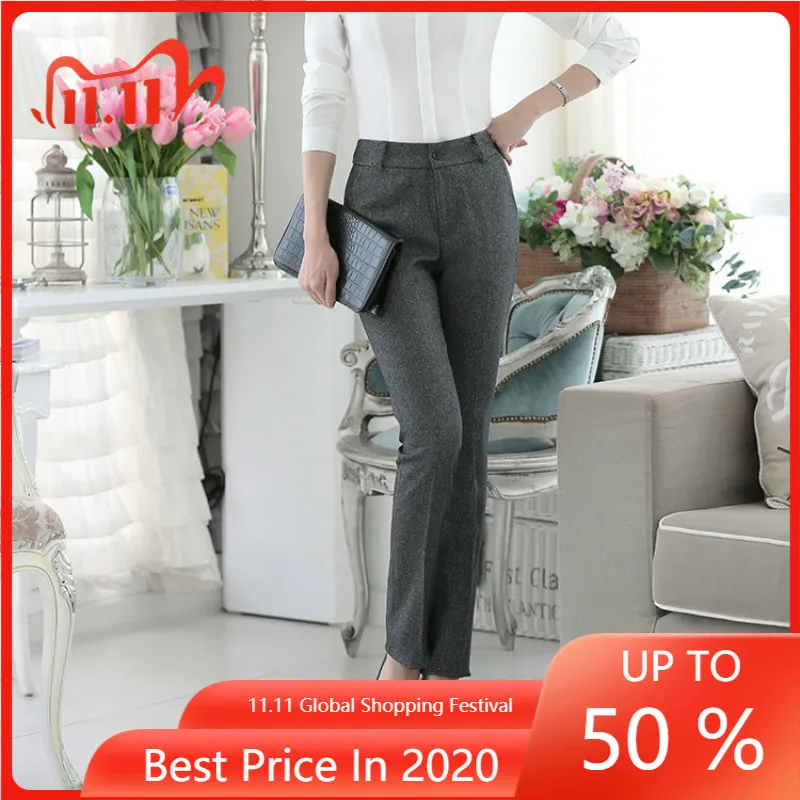 Женские деловые брюки модные повседневные офисные с карманами одежда больших