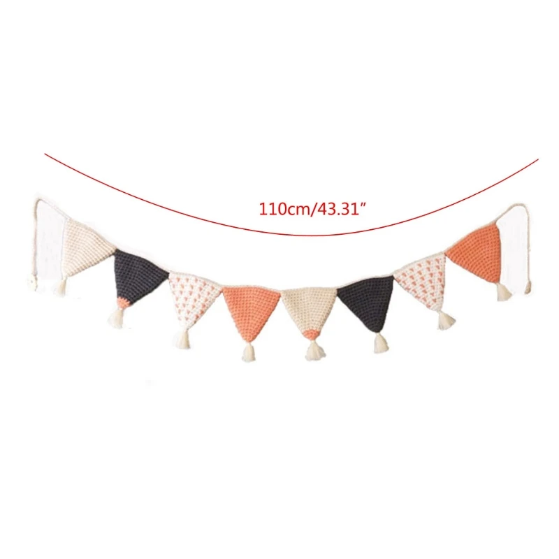 

Nordic Hand-woven Garland Party Banner Tent Bed Mat Baby Shower Bunting Ornament Kids Room Hanging Wall Decoration