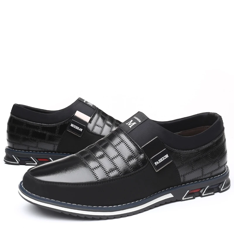 

DM39 2020 New Genuine Leather Men Casual Shoes Mens Loafers Moccasins Breathable Slip on Black Driving Shoes Plus Size 38-46