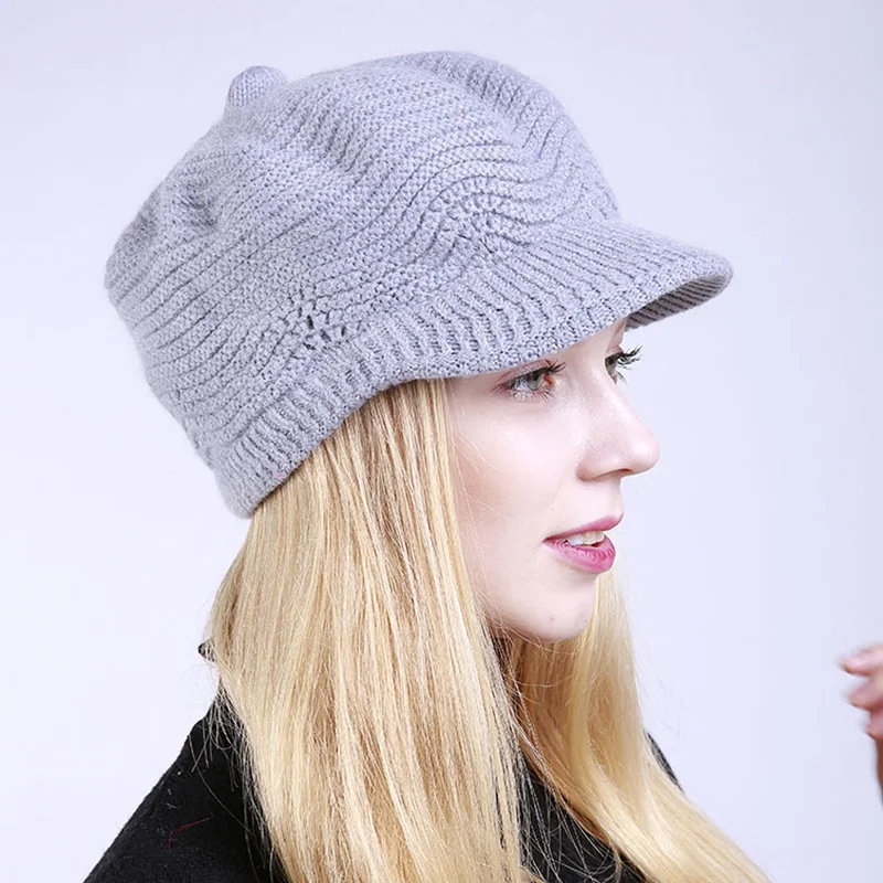 

Fashion Hats for Women Autumn Winter Warm Add fleece Caps Knitted soft rabbit fur Cap Ladies Casual Hat Beret Female Gift 2021