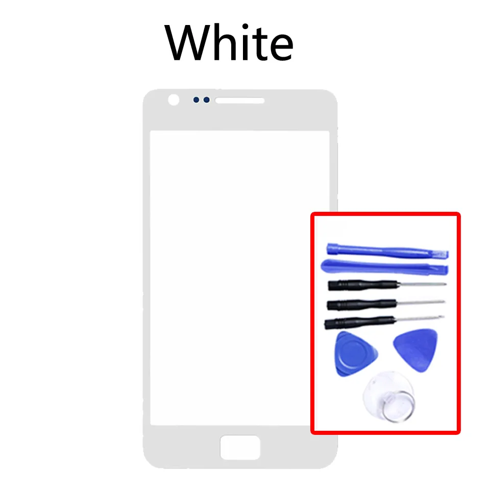 White-With tool I9100 сенсорный экран для Samsung Galaxy S II S2 i9100 i9100p GT-i9100 GT-i9100p lcd переднее внешнее стекло замена сенсорного экрана объектива - Цвет: White-With tool