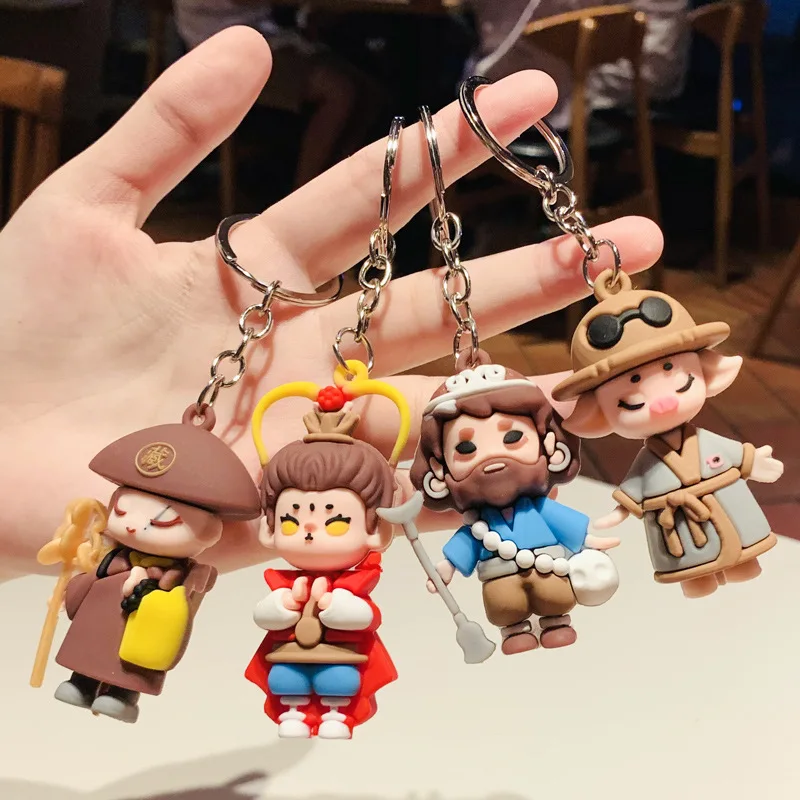 

Cartoon Journey To The West Character Keychain Monkey King Pig Bajie Doll Car Key Chain Bag Pendant Accessories Anime Keychain